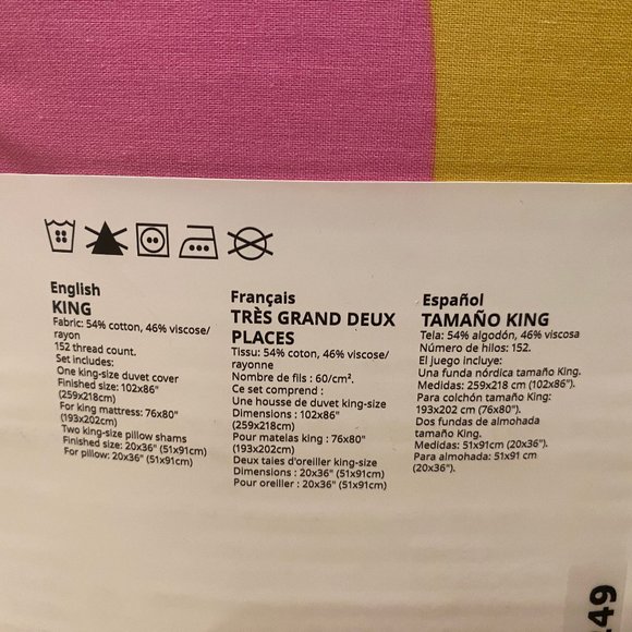 New! IKEA SOMMARVICKER Duvet Cover & Pillowcases Blue/light Pink King 405.546.92 - Picture 5 of 6